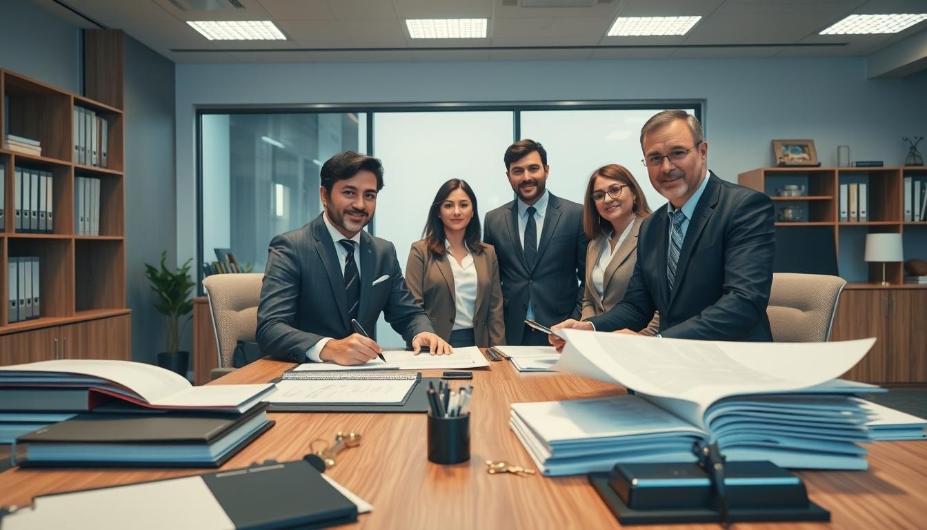 Family reviewing legal documents